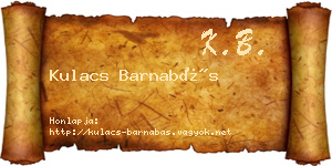 Kulacs Barnabás névjegykártya